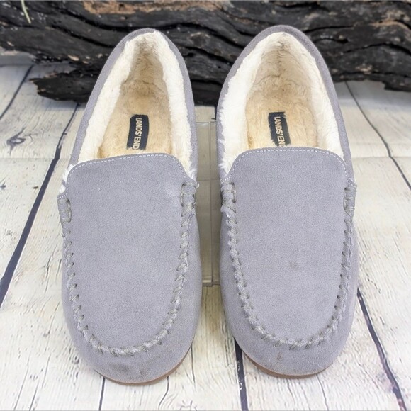 Lands End Women's Fuzzy Lined Suede Moccasin Slippers - Picture 2 of 10